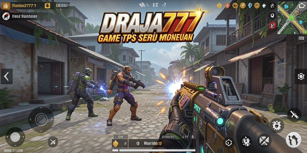Tampilan gameplay intens DRAJA777 saat pertempuran TPS.