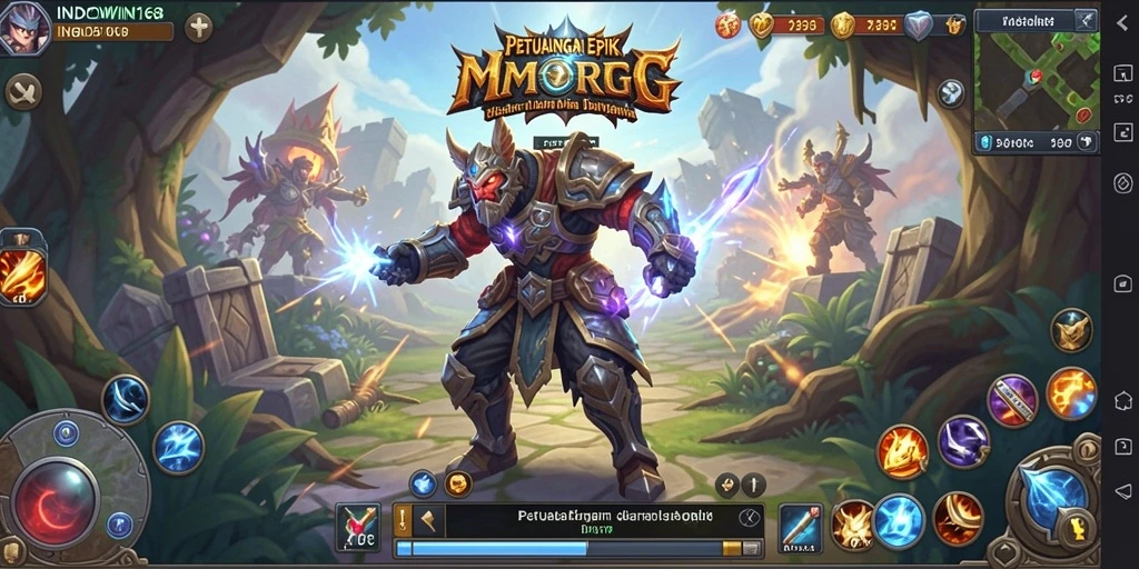 Tangkapan layar gameplay INDOWIN168 yang menampilkan aksi pertempuran seru.