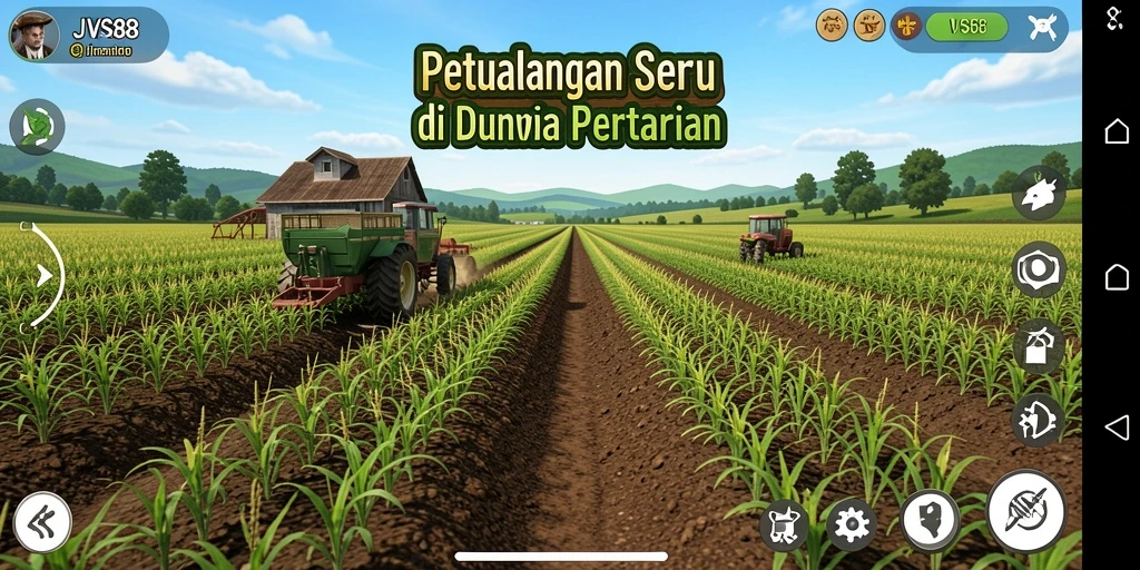 Screenshot gameplay JVS88 yang menunjukkan aktivitas bertani yang seru.