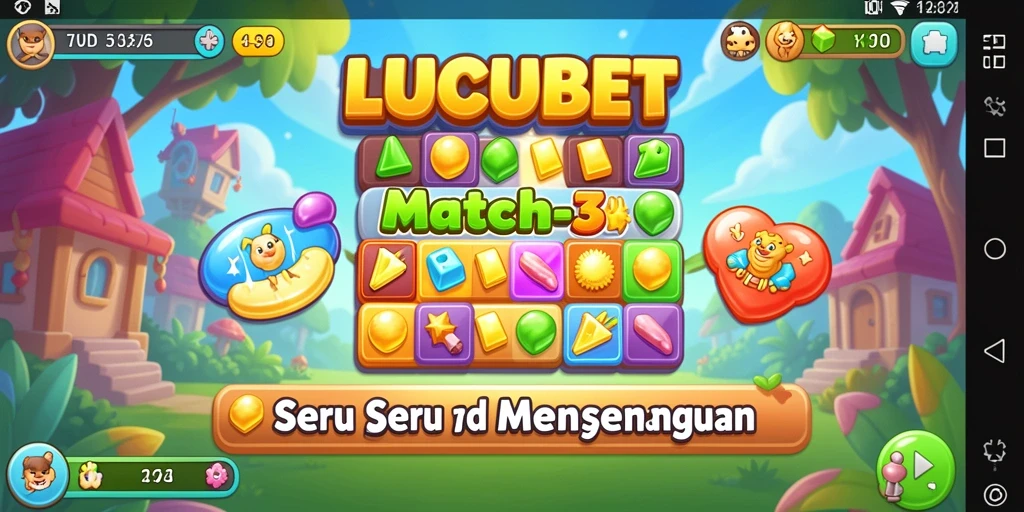 Screenshot utama LUCUBET menampilkan aksi mengasyikkan gameplay Match-3.