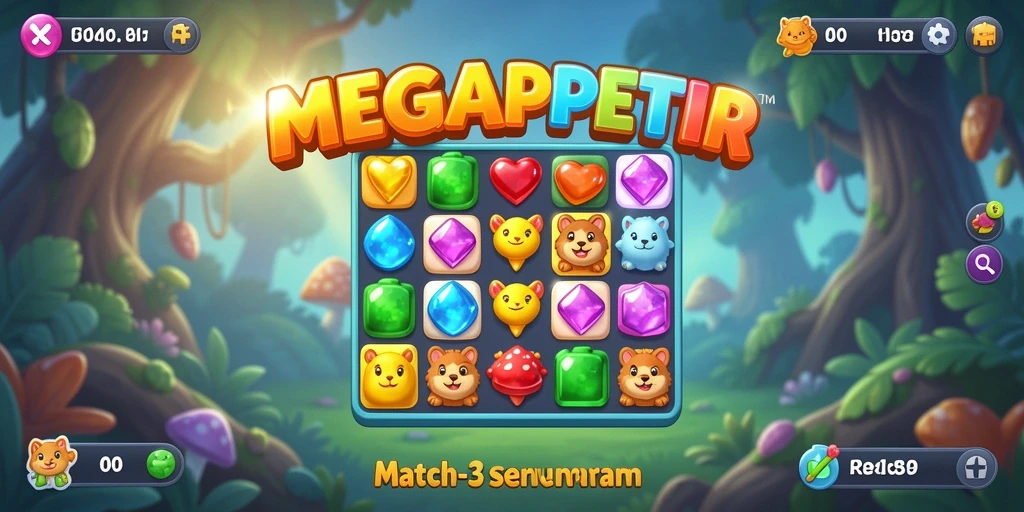 Tampilan gameplay MEGAPETIR yang menantang dan penuh warna.