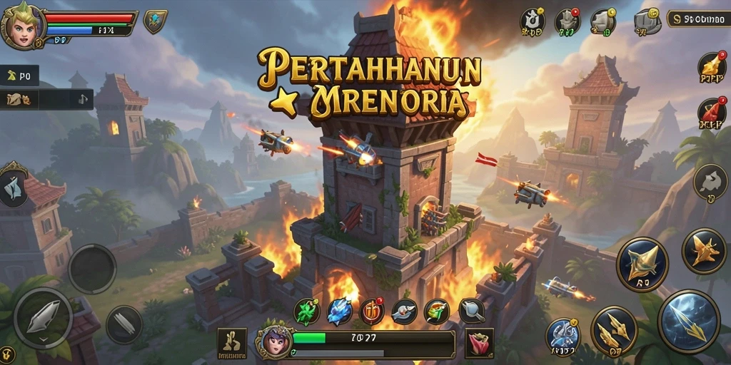 Tampilan gameplay PP7 yang seru dengan berbagai menara strategi.