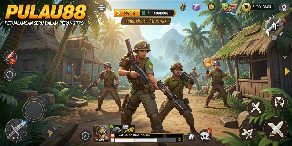 Tampilan seru gameplay PULAU88 dalam pertempuran TPS.