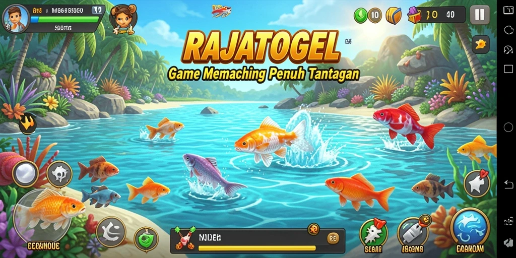 Tampilan gameplay RAJATOGEL yang menampilkan aktivitas memancing yang seru.