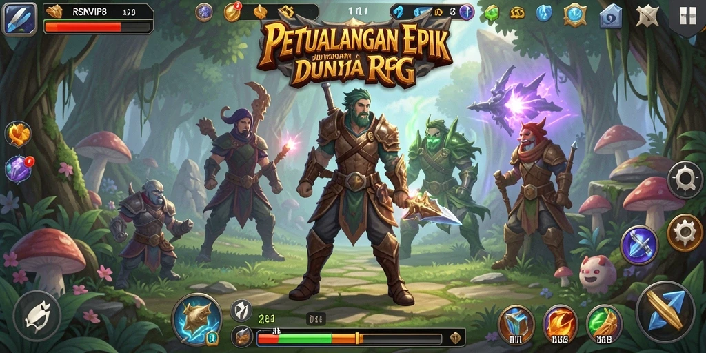 Tampilan gameplay RSNVIP8 yang menampilkan pertempuran RPG epik.
