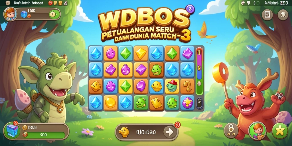 Tampilan gameplay WDBOS yang mendebarkan dalam petualangan Match-3.